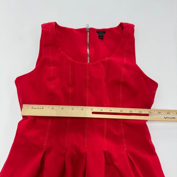 J.Crew Dress Womens 4 Red Pleated Mini A Line Scuba Tomato Girl - Picture 7 of 8